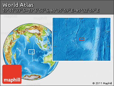 Physical Location Map of the Area around 13° 24' 15" S, 85° 4' 29" E
