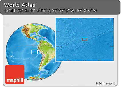 Physical Location Map of the Area around 13° 24' 15" S, 87° 28' 29" W