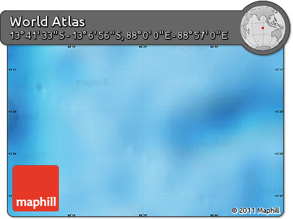 Physical Map of the Area around 13° 24' 15" S, 88° 28' 29" E