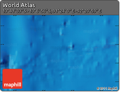 Physical Map of the Area around 13° 24' 15" S, 91° 52' 30" E