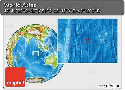 Physical Location Map of the Area around 13° 24' 15" S, 92° 43' 29" E