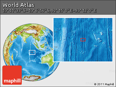 Physical Location Map of the Area around 13° 24' 15" S, 92° 43' 29" E