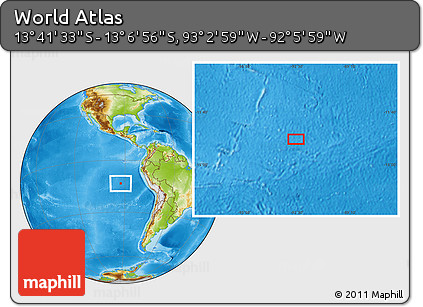 Physical Location Map of the Area around 13° 24' 15" S, 92° 34' 29" W