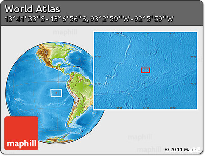 Physical Location Map of the Area around 13° 24' 15" S, 92° 34' 29" W