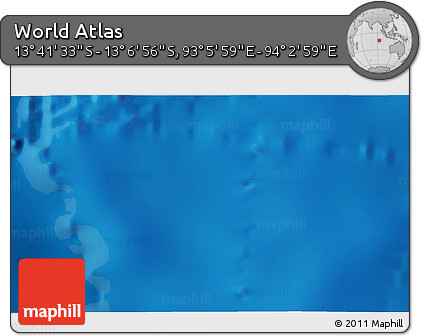 Shaded Relief 3D Map of the Area around 13° 24' 15" S, 93° 34' 29" E