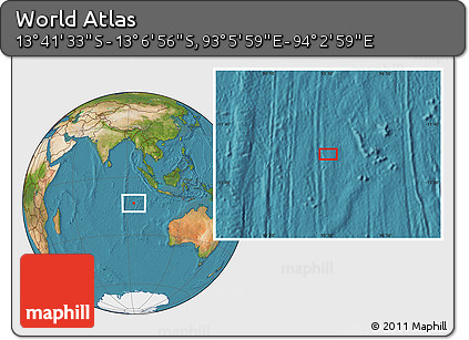 Satellite Location Map of the Area around 13° 24' 15" S, 93° 34' 29" E