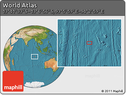 Satellite Location Map of the Area around 13° 24' 15" S, 93° 34' 29" E