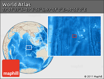 Shaded Relief Location Map of the Area around 13° 24' 15" S, 94° 25' 30" E