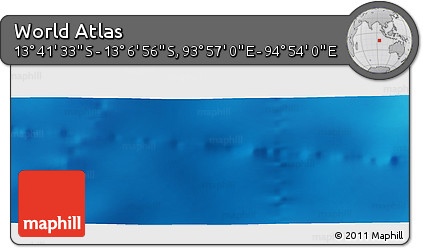 Shaded Relief Panoramic Map of the Area around 13° 24' 15" S, 94° 25' 30" E