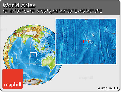 Physical Location Map of the Area around 13° 24' 15" S, 95° 16' 30" E