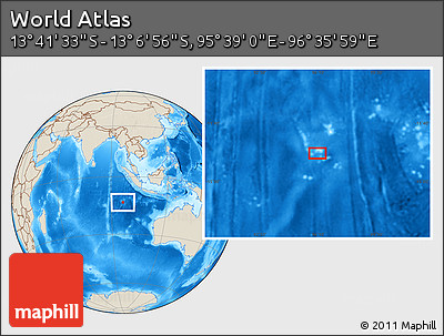 Shaded Relief Location Map of the Area around 13° 24' 15" S, 96° 7' 30" E