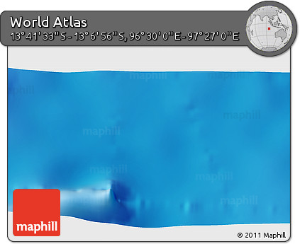 Shaded Relief 3D Map of the Area around 13° 24' 15" S, 96° 58' 29" E