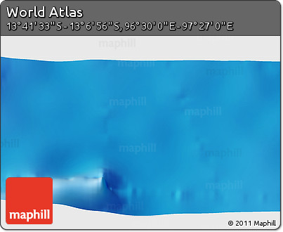 Shaded Relief 3D Map of the Area around 13° 24' 15" S, 96° 58' 29" E