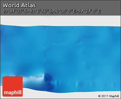 Shaded Relief 3D Map of the Area around 13° 24' 15" S, 96° 58' 29" E