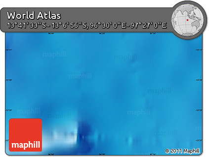 Physical Map of the Area around 13° 24' 15" S, 96° 58' 29" E