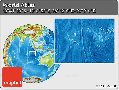 Physical Location Map of the Area around 13° 24' 15" S, 98° 40' 30" E