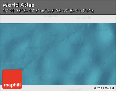 Satellite 3D Map of the Area around 13° 24' 15" S, 9° 25' 30" E