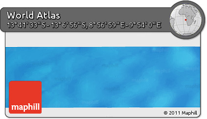 Physical Panoramic Map of the Area around 13° 24' 15" S, 9° 25' 30" E
