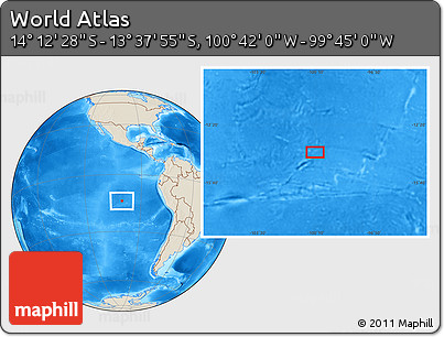 Shaded Relief Location Map of the Area around 13° 55' 11" S, 100° 13' 29" W