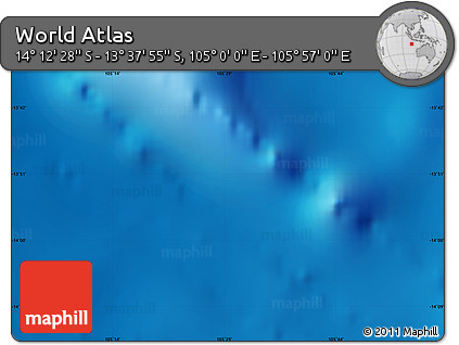 Physical Map of the Area around 13° 55' 11" S, 105° 28' 29" E