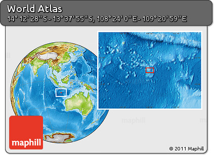 Physical Location Map of the Area around 13° 55' 11" S, 108° 52' 30" E