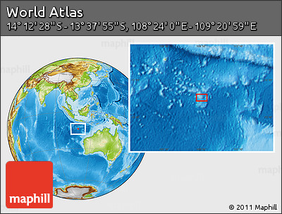 Physical Location Map of the Area around 13° 55' 11" S, 108° 52' 30" E