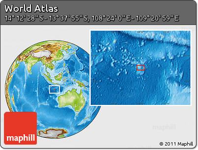 Physical Location Map of the Area around 13° 55' 11" S, 108° 52' 30" E