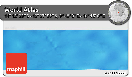 Physical Panoramic Map of the Area around 13° 55' 11" S, 10° 16' 30" E