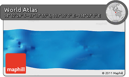 Physical Panoramic Map of the Area around 13° 55' 11" S, 113° 58' 29" E