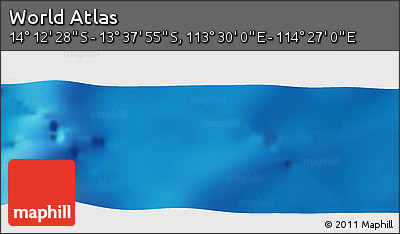 Physical Panoramic Map of the Area around 13° 55' 11" S, 113° 58' 29" E