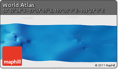 Physical Panoramic Map of the Area around 13° 55' 11" S, 113° 58' 29" E