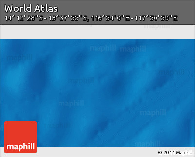 Physical 3D Map of the Area around 13° 55' 11" S, 117° 22' 30" E