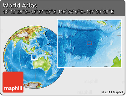 Physical Location Map of the Area around 13° 55' 11" S, 117° 22' 30" E
