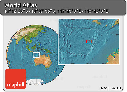 Satellite Location Map of the Area around 13° 55' 11" S, 118° 13' 29" E