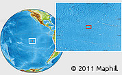 Physical Location Map of the area around 13° 55' 11" S, 119° 46' 30" W