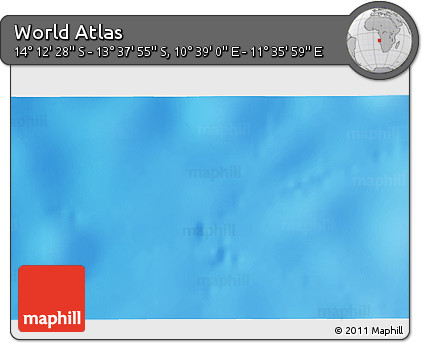 Shaded Relief 3D Map of the Area around 13° 55' 11" S, 11° 7' 30" E