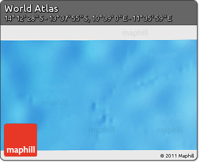 Shaded Relief 3D Map of the Area around 13° 55' 11" S, 11° 7' 30" E
