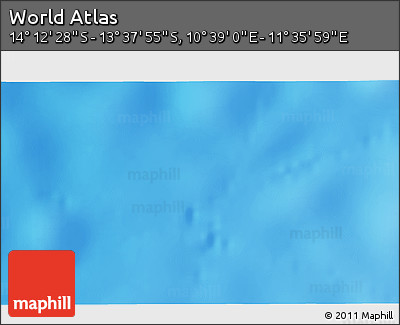 Shaded Relief 3D Map of the Area around 13° 55' 11" S, 11° 7' 30" E