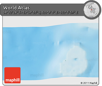Physical 3D Map of the Area around 13° 55' 11" S, 121° 37' 30" E