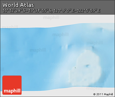 Physical 3D Map of the Area around 13° 55' 11" S, 121° 37' 30" E