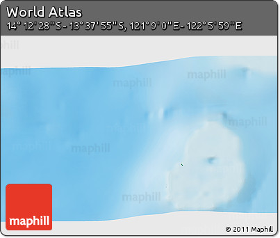 Physical 3D Map of the Area around 13° 55' 11" S, 121° 37' 30" E