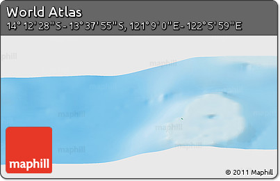 Physical Panoramic Map of the Area around 13° 55' 11" S, 121° 37' 30" E