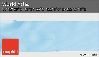 Physical Panoramic Map of the Area around 13° 55' 11" S, 122° 28' 29" E