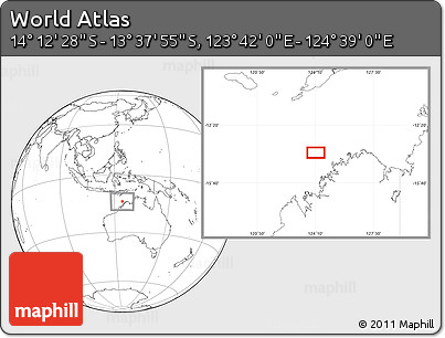 Blank Location Map of the Area around 13° 55' 11" S, 124° 10' 30" E