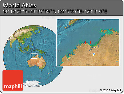 Satellite Location Map of the Area around 13° 55' 11" S, 127° 34' 30" E