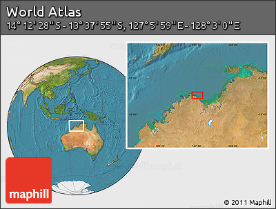 Satellite Location Map of the Area around 13° 55' 11" S, 127° 34' 30" E
