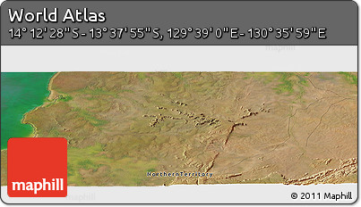 Satellite Panoramic Map of the Area around 13° 55' 11" S, 130° 7' 30" E