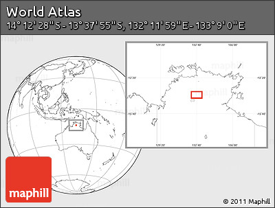 Blank Location Map of the Area around 13° 55' 11" S, 132° 40' 30" E