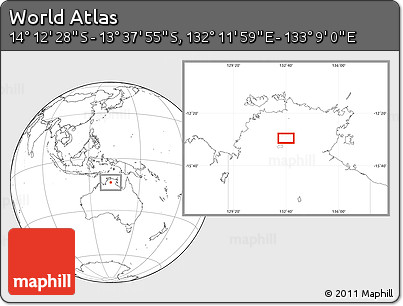 Blank Location Map of the Area around 13° 55' 11" S, 132° 40' 30" E