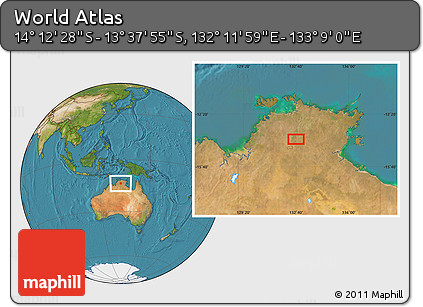 Satellite Location Map of the Area around 13° 55' 11" S, 132° 40' 30" E